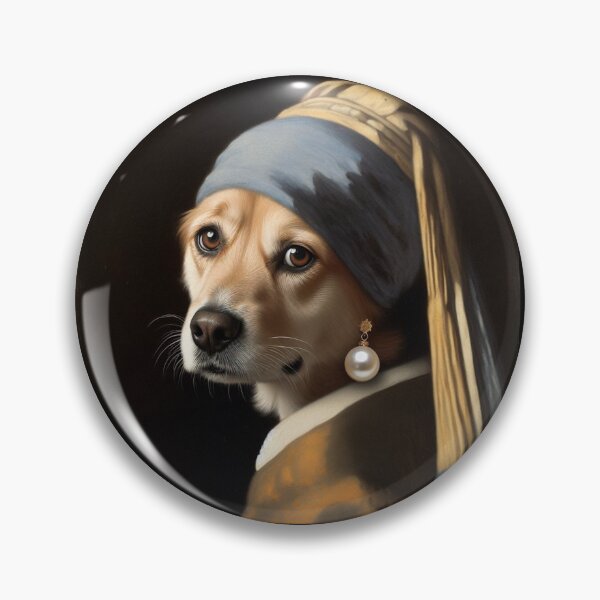 Item preview, Dog Girl with Pearl Earring Vermeer Famous painting parody designed and sold by ArtUnova.