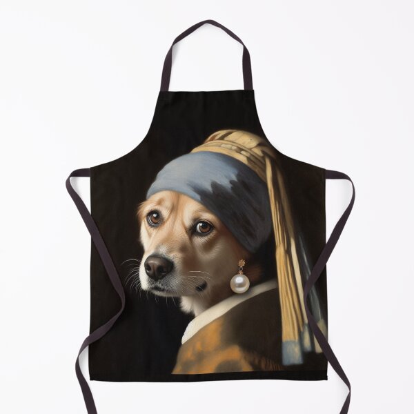 Item preview, Dog Girl with Pearl Earring Vermeer Famous painting parody designed and sold by ArtUnova.
