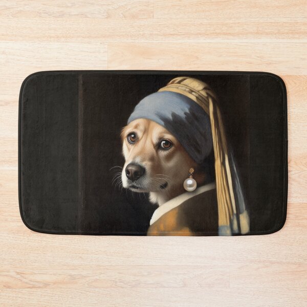 Item preview, Dog Girl with Pearl Earring Vermeer Famous painting parody designed and sold by ArtUnova.