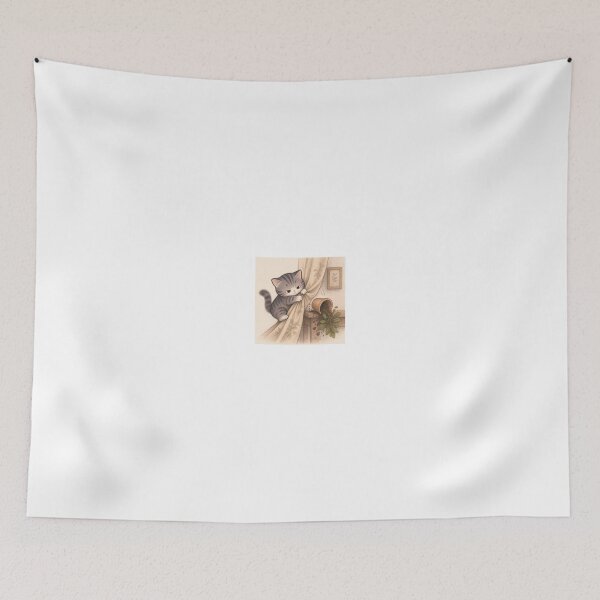 Item preview, Chaotic Cat Pulling Curtain designed and sold by LovelyCatGalaxy.
