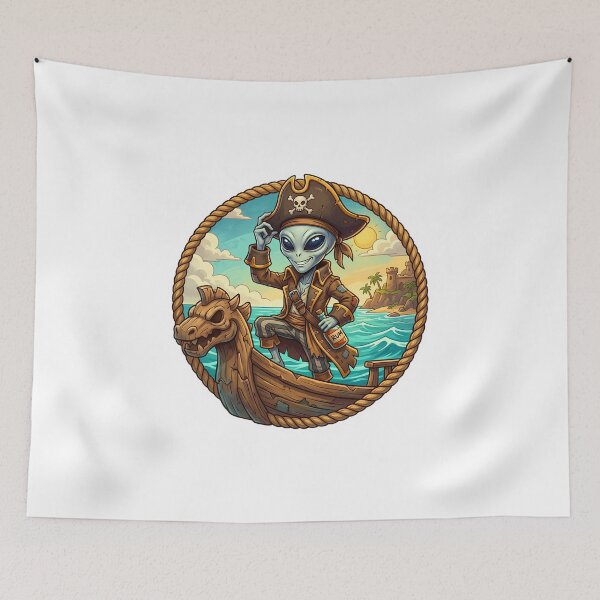 Item preview, Brave Alien Pirate Captain On Dragon Ship designed and sold by Sunkhung.