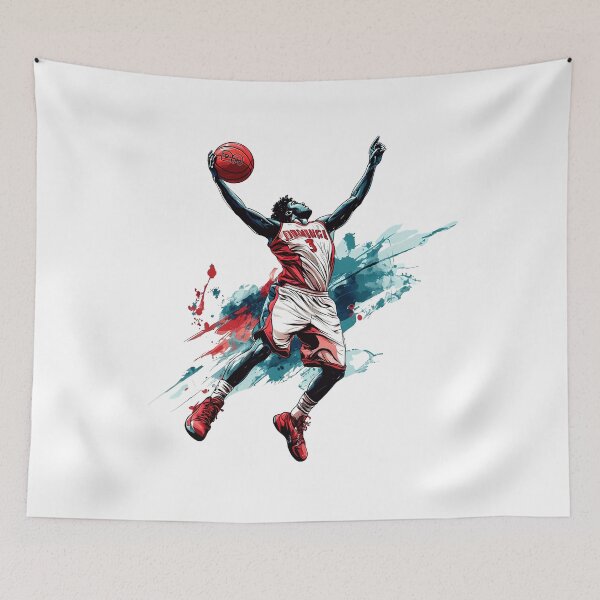 Item preview, Elite Basketball Player Slam Dunk Action Splash Illustration designed and sold by DesignArtist.ia.