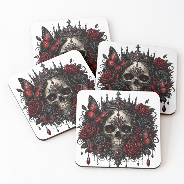Item preview, Gothic Skull Red Rose Butterfly  designed and sold by jimbo7664.