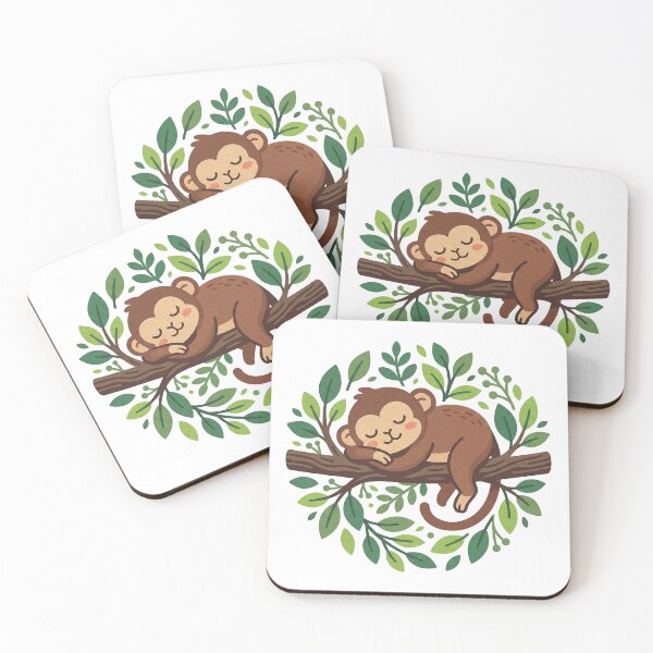 Item preview, Sleepy cute monkey illustration designed and sold by LOVEARTDESIGN.