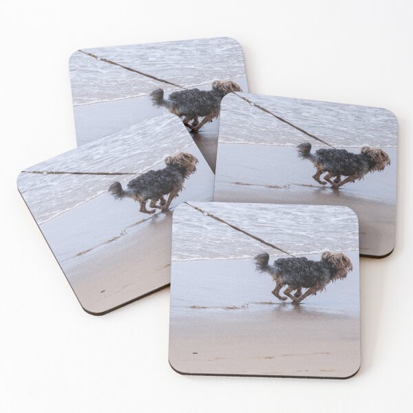 Item preview, Small Dog Running on Sandy Beach Shoreline designed and sold by ThaCriações.