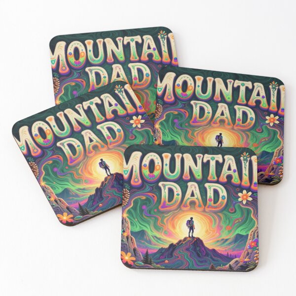 Item preview, Mountain Dad Psychedelic Hiking Landscape Art Poster designed and sold by FestivityFinds.