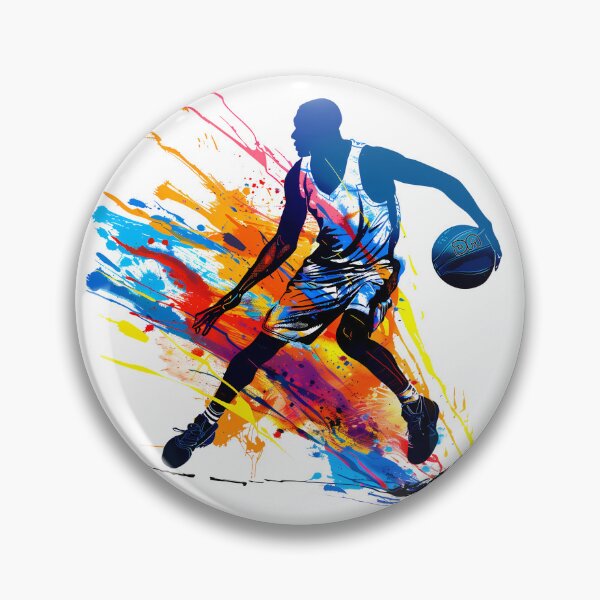 Item preview, Dynamic Basketball Player Silhouette Abstract Colorful Paint Splash Art designed and sold by DesignArtist.ia.