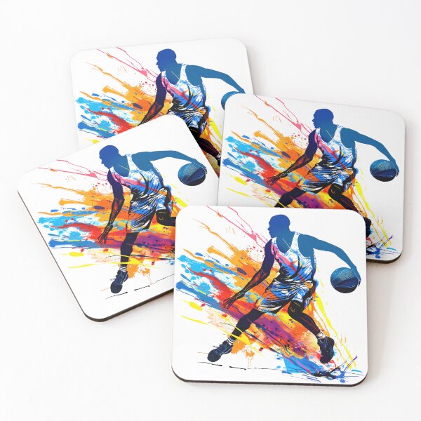 Item preview, Dynamic Basketball Player Silhouette Abstract Colorful Paint Splash Art designed and sold by DesignArtist.ia.