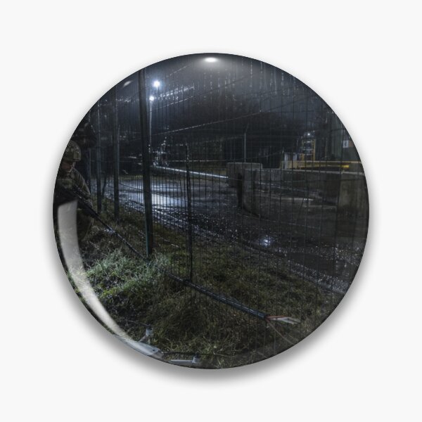 Item preview, British Military Drone Incident at Night | Rain Soaked Modern War Fuel Compound Print designed and sold by Element Horizon Studio.