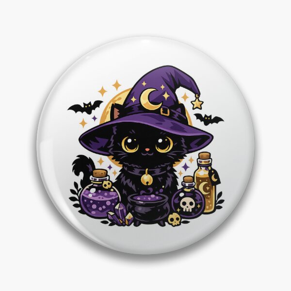 Item preview, Cute Black Cat Witch Halloween Kawaii Magic Potion designed and sold by CutOutIdols.