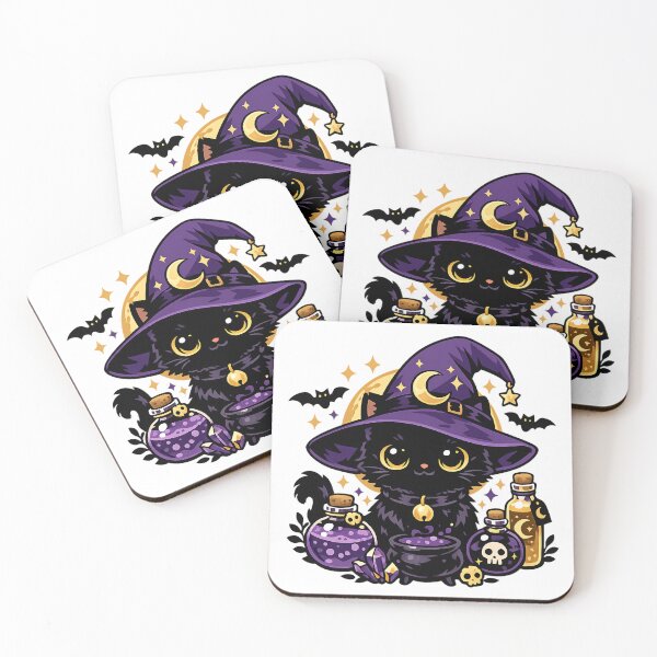 Item preview, Cute Black Cat Witch Halloween Kawaii Magic Potion designed and sold by CutOutIdols.