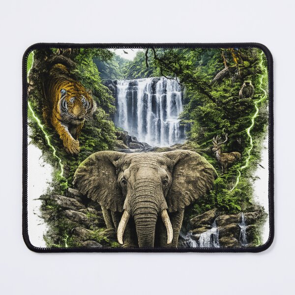 Item preview, Forest is Life Eco Wildlife T-Shirt Design – Elephant Tiger Birds Nature Sticker, Green Aesthetic Conservation Art designed and sold by Kannada Ink Studio.