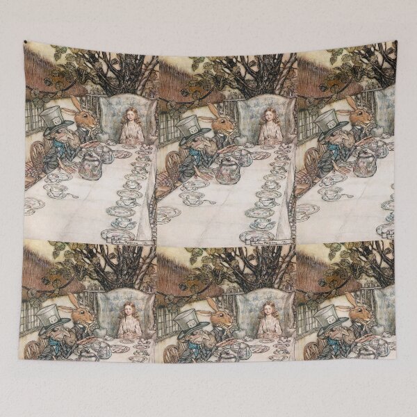Item preview, Mad Hatter’s Tea Party Illustration Art Print | Arthur Rackham Style Vintage Wonderland Poster designed and sold by Grand Illusions.