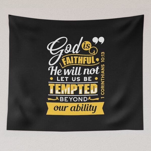 Item preview, He Will Not Let You Be Tempted – Inspirational Christian Bible Quote designed and sold by FlinArt.