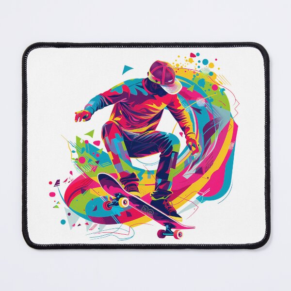 Item preview, Vibrant Retro-Futuristic Skateboarder Abstract Geometric Urban Art designed and sold by DesignArtist.ia.