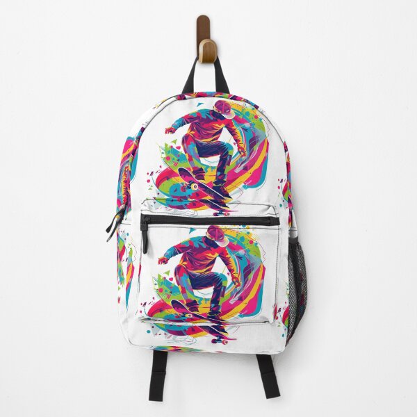 Item preview, Vibrant Retro-Futuristic Skateboarder Abstract Geometric Urban Art designed and sold by DesignArtist.ia.