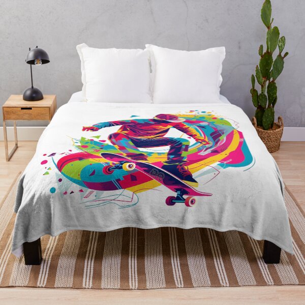 Item preview, Vibrant Retro-Futuristic Skateboarder Abstract Geometric Urban Art designed and sold by DesignArtist.ia.