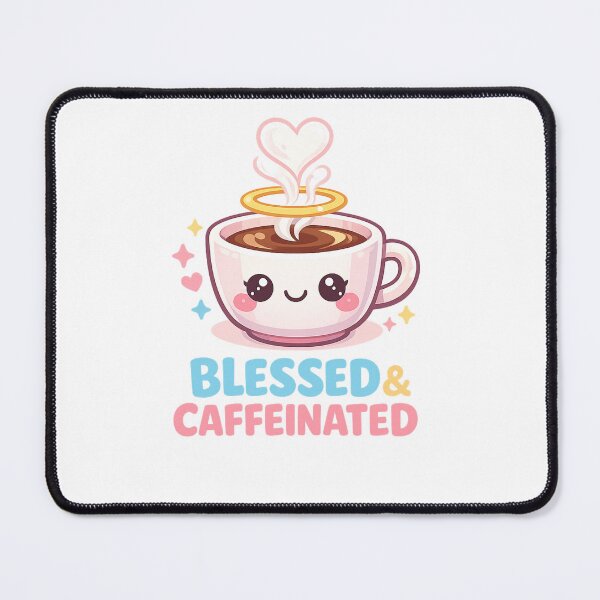 Item preview, Blessed & Caffeinated Kawaii Coffee Cup | Cute Christian Coffee Lover Pastel Aesthetic designed and sold by JB-squared Design.
