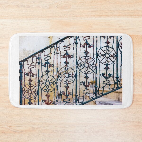 Item preview, Vintage Wrought Iron Railing With Rusted Decorative Pattern on Stone Staircase designed and sold by Nmallia.