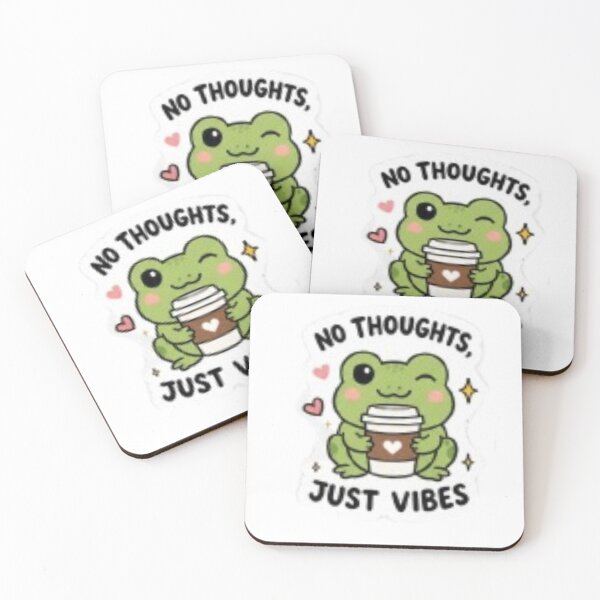 Item preview, No Thoughts Just Vibes Frog Sticker | Cute Coffee Meme Aesthetic designed and sold by Jyotisima8929.