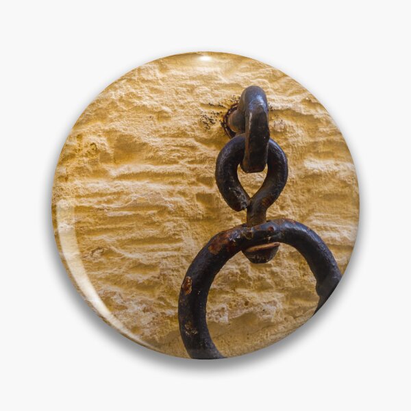 Item preview, Rusty Iron Ring Mounted On A Yellow Textured Wall Accent In Vintage Architectural Detail designed and sold by Nmallia.
