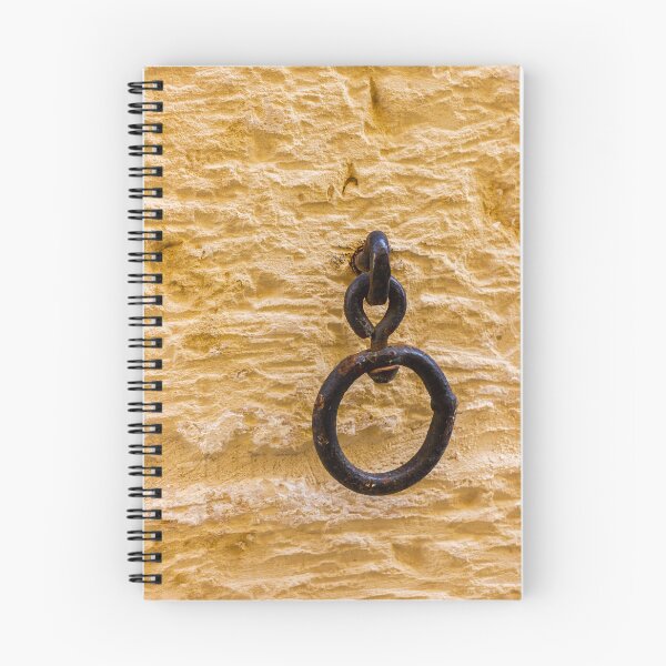 Item preview, Rusty Iron Ring Mounted On A Yellow Textured Wall Accent In Vintage Architectural Detail designed and sold by Nmallia.