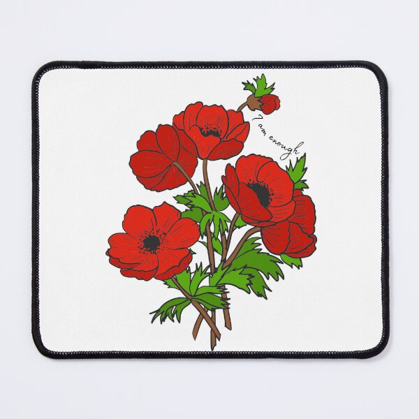 Item preview, I am enough Red Poppy Flower designed and sold by GeoGoose.