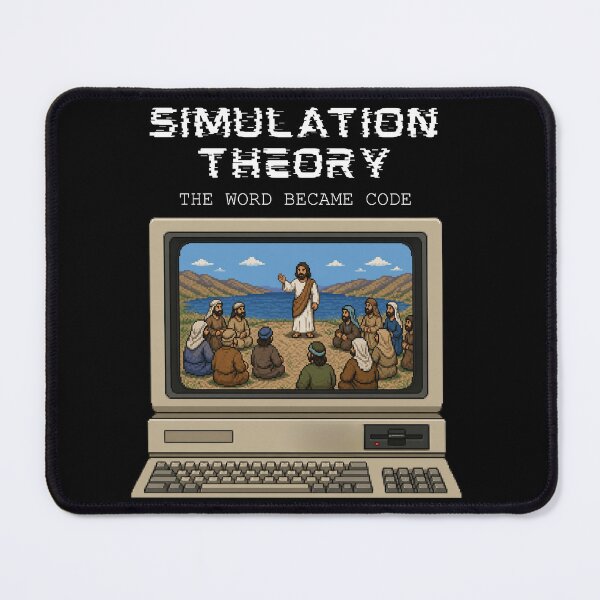 Item preview, Simulation Theory – The Word Became Code (Pixel Jesus Retro Tech Graphic) designed and sold by Alt Christian.