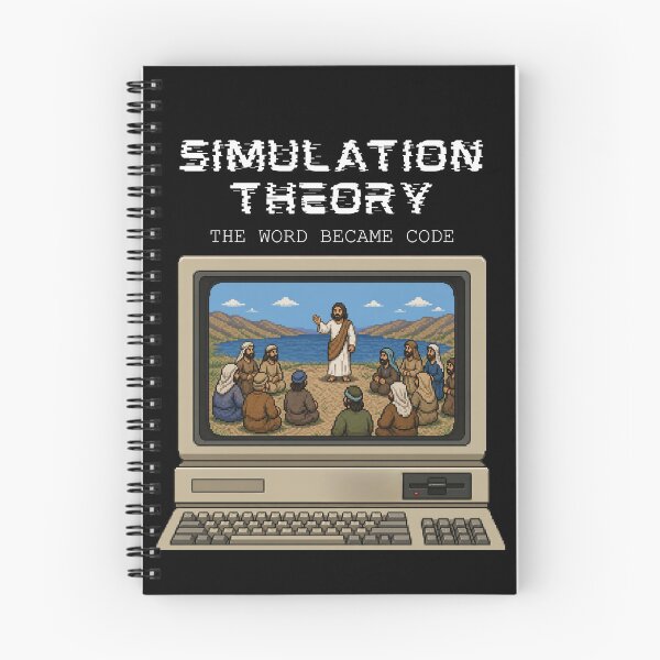 Item preview, Simulation Theory – The Word Became Code (Pixel Jesus Retro Tech Graphic) designed and sold by Alt Christian.