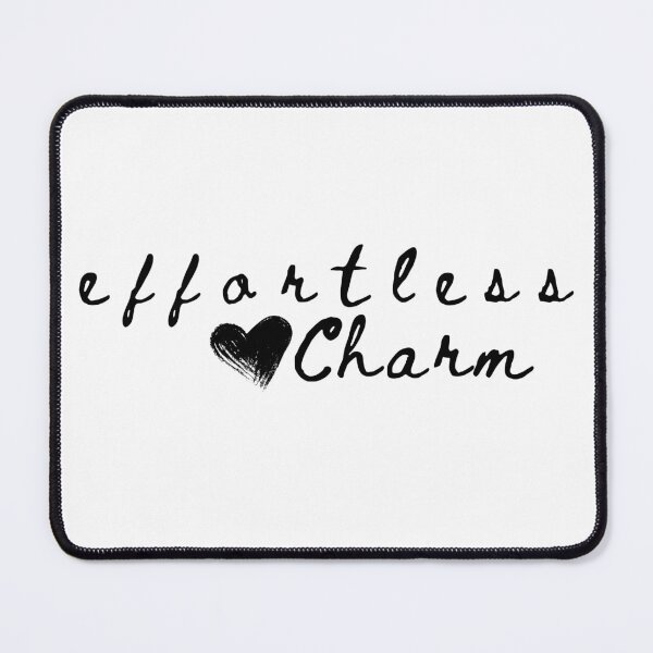 Item preview, effortless charm handwritten aesthetic design, minimalist script typography, cute heart illustration, soft romantic text, modern black and white style designed and sold by RiriPixera.