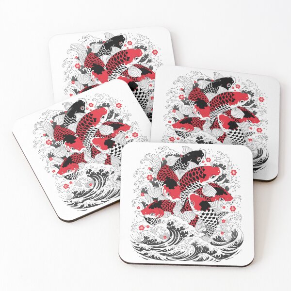 Artikelvorschau, Japanischer Koi-Fisch – rot-schwarzer Yin-Yang-Koi entworfen und verkauft von CutOutIdols.