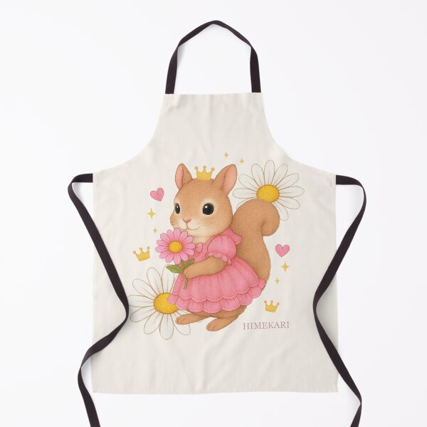 Item preview, Cute Squirrel in a Pink Dress with Flowers – Solid Cream designed and sold by HIMEKARI.
