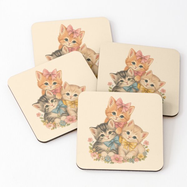 Item preview, Retro Cute Kittens With Bows Sweet Cottagecore Cat Lover Birthday Gift Idea designed and sold by Im-Ara.