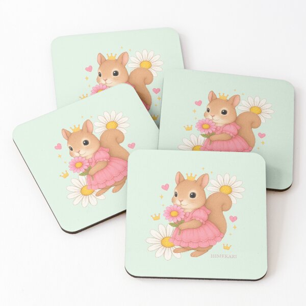 Item preview, Cute Squirrel in a Pink Dress with Flowers – Solid Mint designed and sold by HIMEKARI.