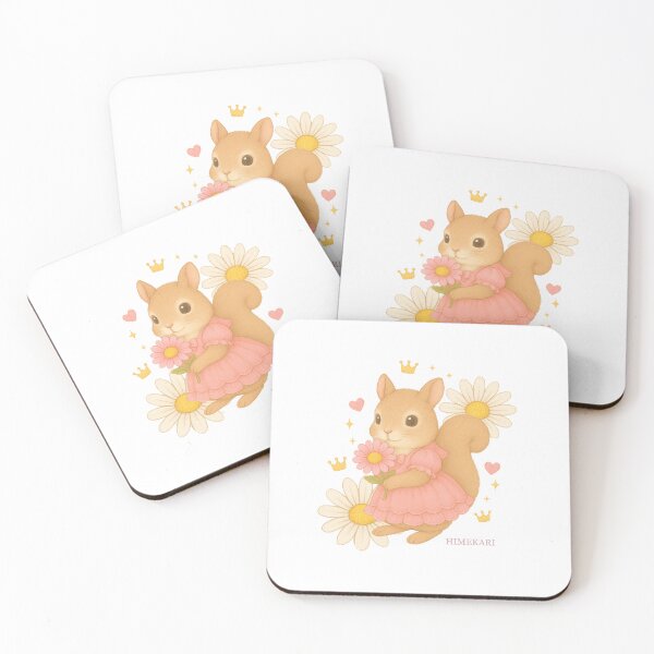 Item preview, Cute Squirrel in a Pink Dress with Flowers – Transparent designed and sold by HIMEKARI.