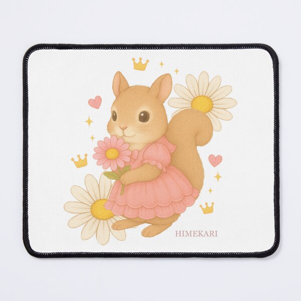 Item preview, Cute Squirrel in a Pink Dress with Flowers – Transparent designed and sold by HIMEKARI.