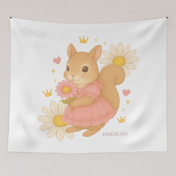 Item preview, Cute Squirrel in a Pink Dress with Flowers – Transparent designed and sold by HIMEKARI.