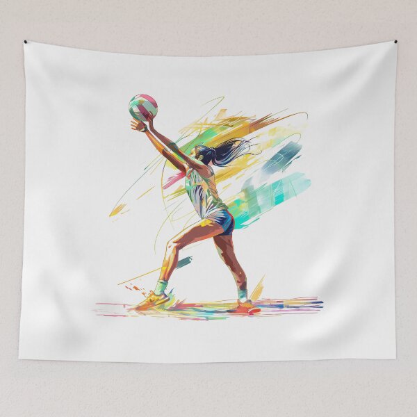 Item preview, Dynamic Volleyball Player Action Abstract Colorful Paint Splash Illustration designed and sold by DesignArtist.ia.