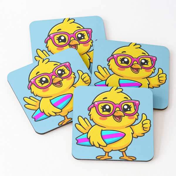 Item preview, Cute Kawaii Chick Surfer Pink Glasses Summer Beach Vibes designed and sold by MT-Hub | Cute Aesthetic Art, Stickers & Phone Cases.