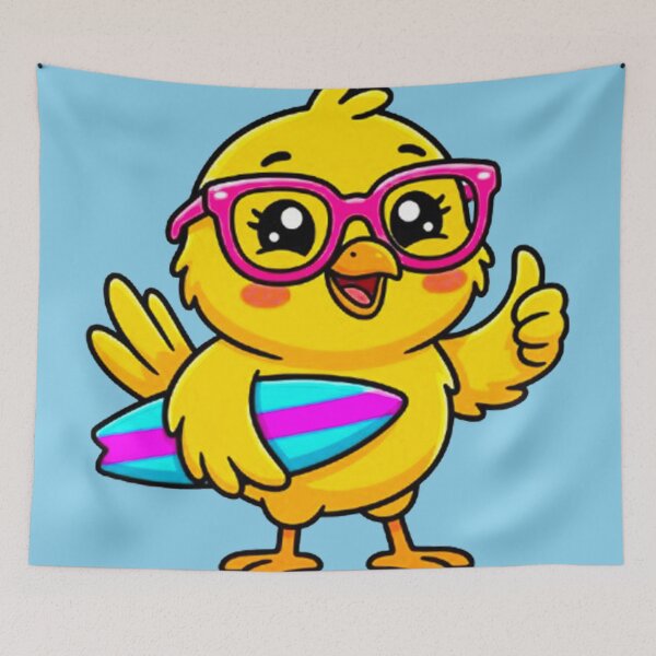 Item preview, Cute Kawaii Chick Surfer Pink Glasses Summer Beach Vibes designed and sold by MT-Hub | Cute Aesthetic Art, Stickers & Phone Cases.