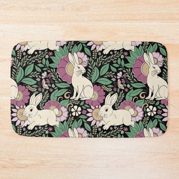 Item preview, Black Bunny Botanical Folk Art Floral Seamless Pattern designed and sold by DColourMuse.