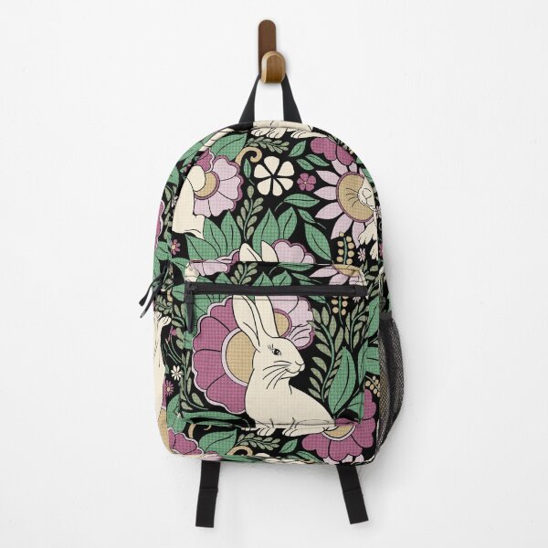 Item preview, Black Bunny Botanical Folk Art Floral Seamless Pattern designed and sold by DColourMuse.