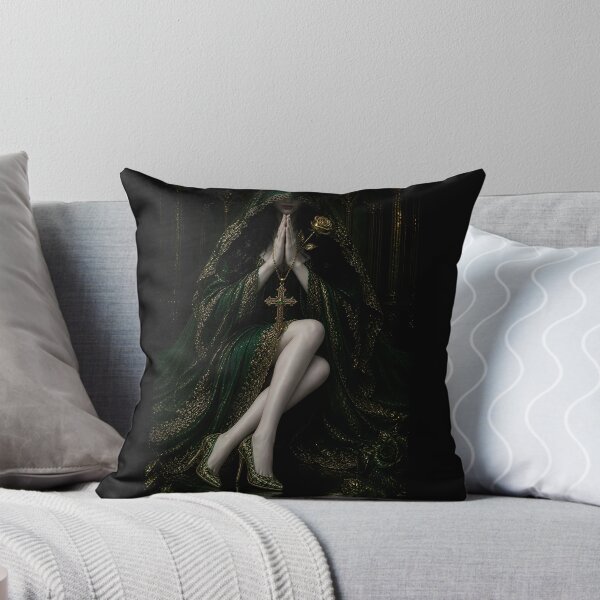Item preview, Mystic Gothic Woman in Prayer with Golden Cross designed and sold by DarkLuxuryArt.