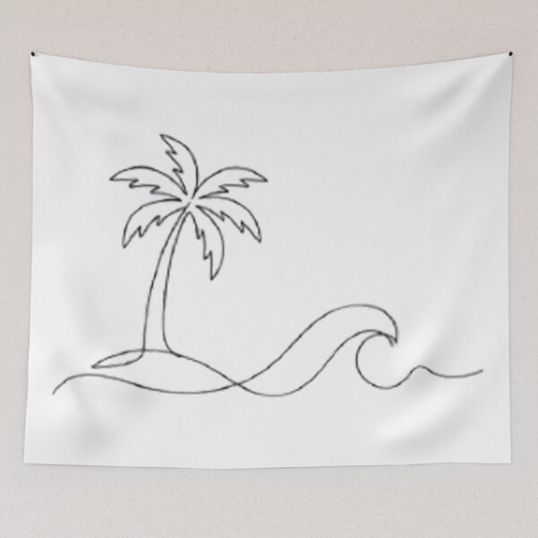 Item preview, Minimalist Tenerife Palm Tree and Ocean Wave One Line Art designed and sold by MT-Hub | Art for Every Soul.