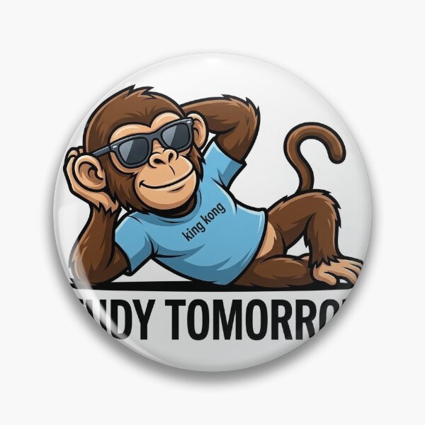 Item preview, Study Tomorrow Monkey Sticker | Procrastination Meme | Student Life Cartoon designed and sold by Newkidshub.