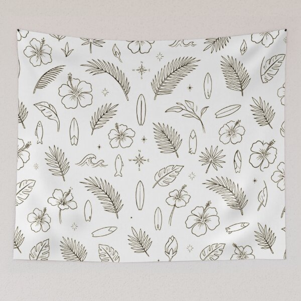 Item preview, Tropical Gold Line Art Seamless Pattern Hibiscus and Palm Leaves designed and sold by MT-Hub | Cute Aesthetic Art, Stickers & Phone Cases.