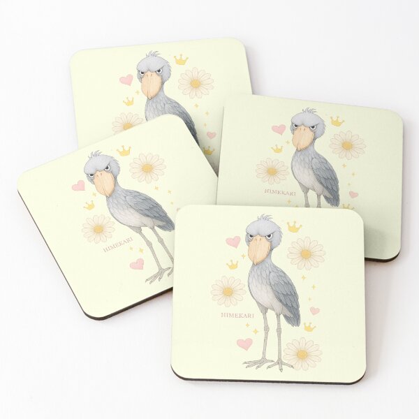 Item preview, Elegant Shoebill with Pink Orchids - Solid Cream designed and sold by HIMEKARI.