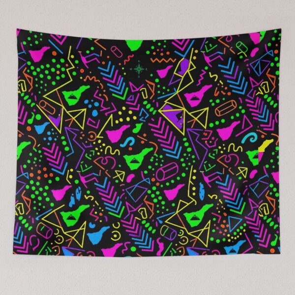 Item preview, 90s Retro Memphis Pattern Tenerife Island Abstract Neon Geometry designed and sold by MT-Hub | Cute Aesthetic Art, Stickers & Phone Cases.