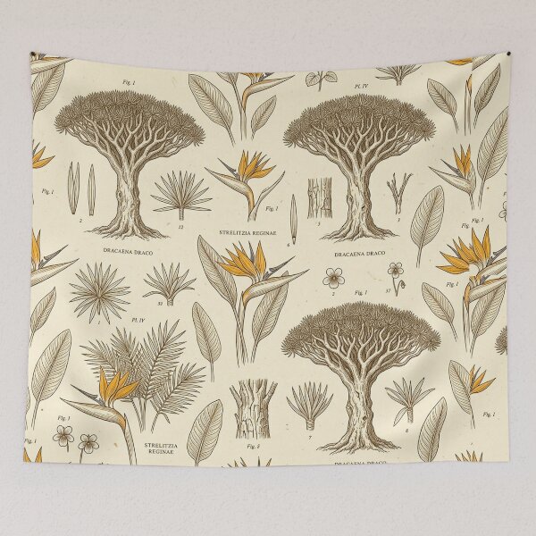 Item preview, Vintage Botanical Illustration Canary Islands Flora Dragon Tree Pattern designed and sold by MT-Hub | Cute Aesthetic Art, Stickers & Phone Cases.