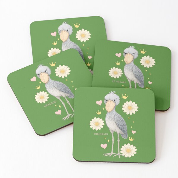 Item preview, Elegant Shoebill with Pink Orchids - Solid Green designed and sold by HIMEKARI.